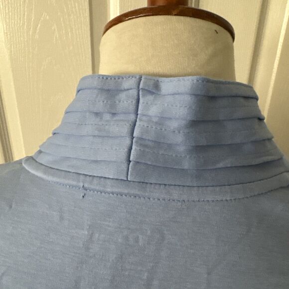 LL Bean Womens Open Pleated Cardigan XL  Supima Cotton Blue Corp Core Preppy - Picture 6 of 10